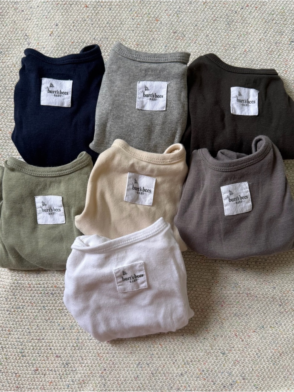 Burt's Bees Baby Onesie Set - Navy, Gray, Brown, Olive, Cream, White, Black